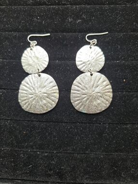 Silver Double Disc Dangle Earrings